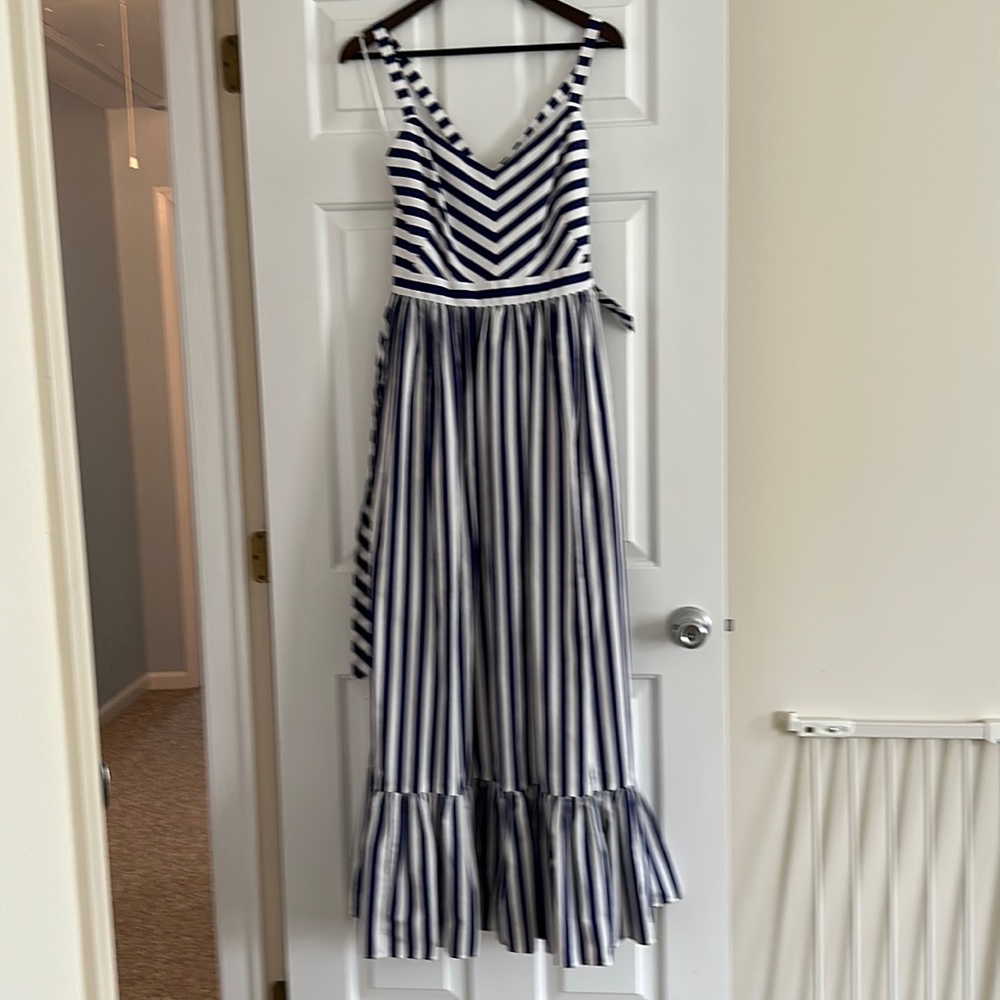 J.Crew blue and white striped maxi dress